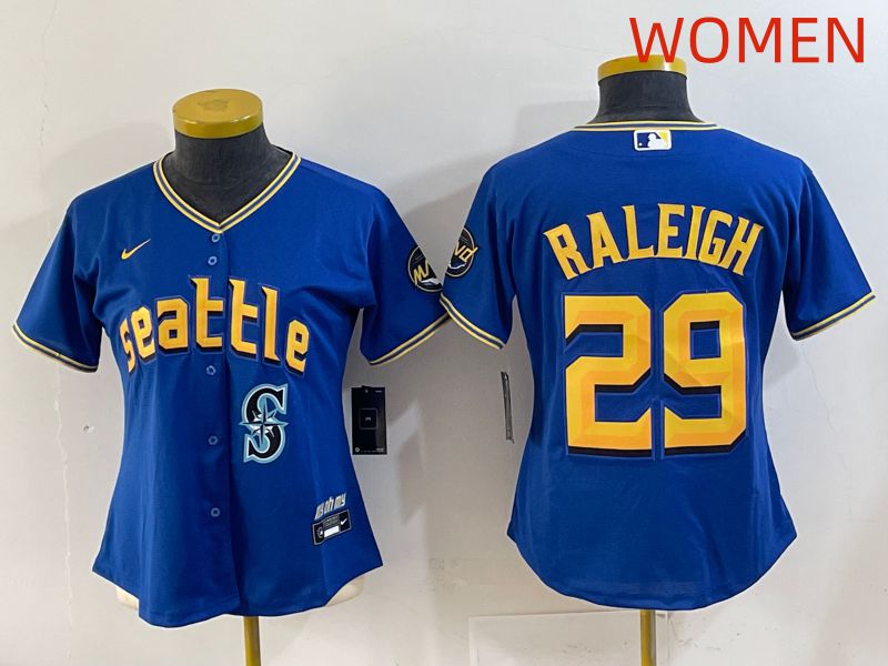 Women 2025 Seattle Mariners 29 Raleigh Blue City Edition Nike MLB Jersey style 11